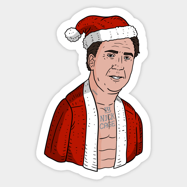 nicolas cage as santa, ugly Christmas sweater. Sticker by JJadx